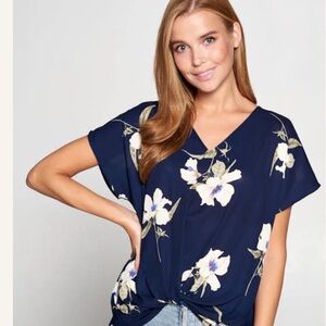 Leah Short Sleeve Woven Knotted Top by West Kei